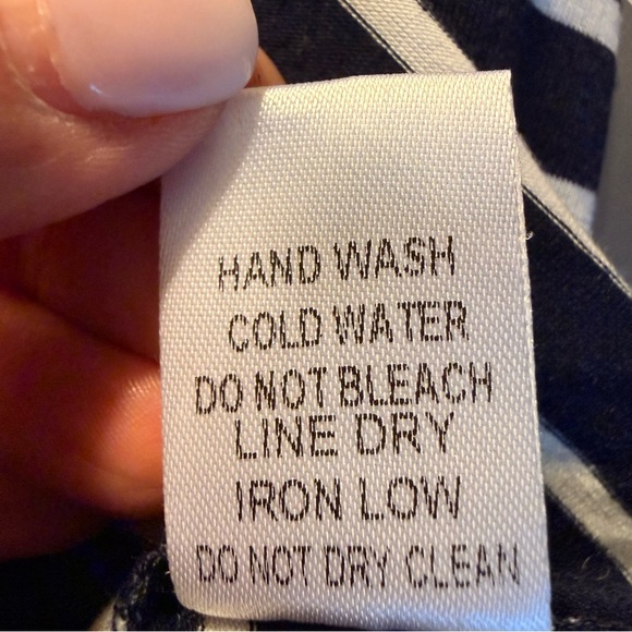 Andthewhy | NWT Navy and White Striped Top with Flair Cuffs | Sz S - Picture 9 of 9